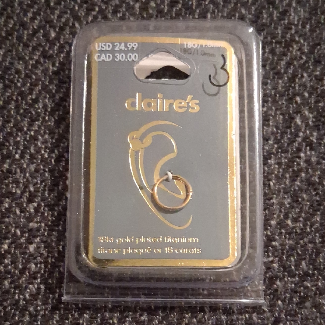Claires Gold Plated Titanium Nose Ring Claires Gold Plated Titanium Nose Ring